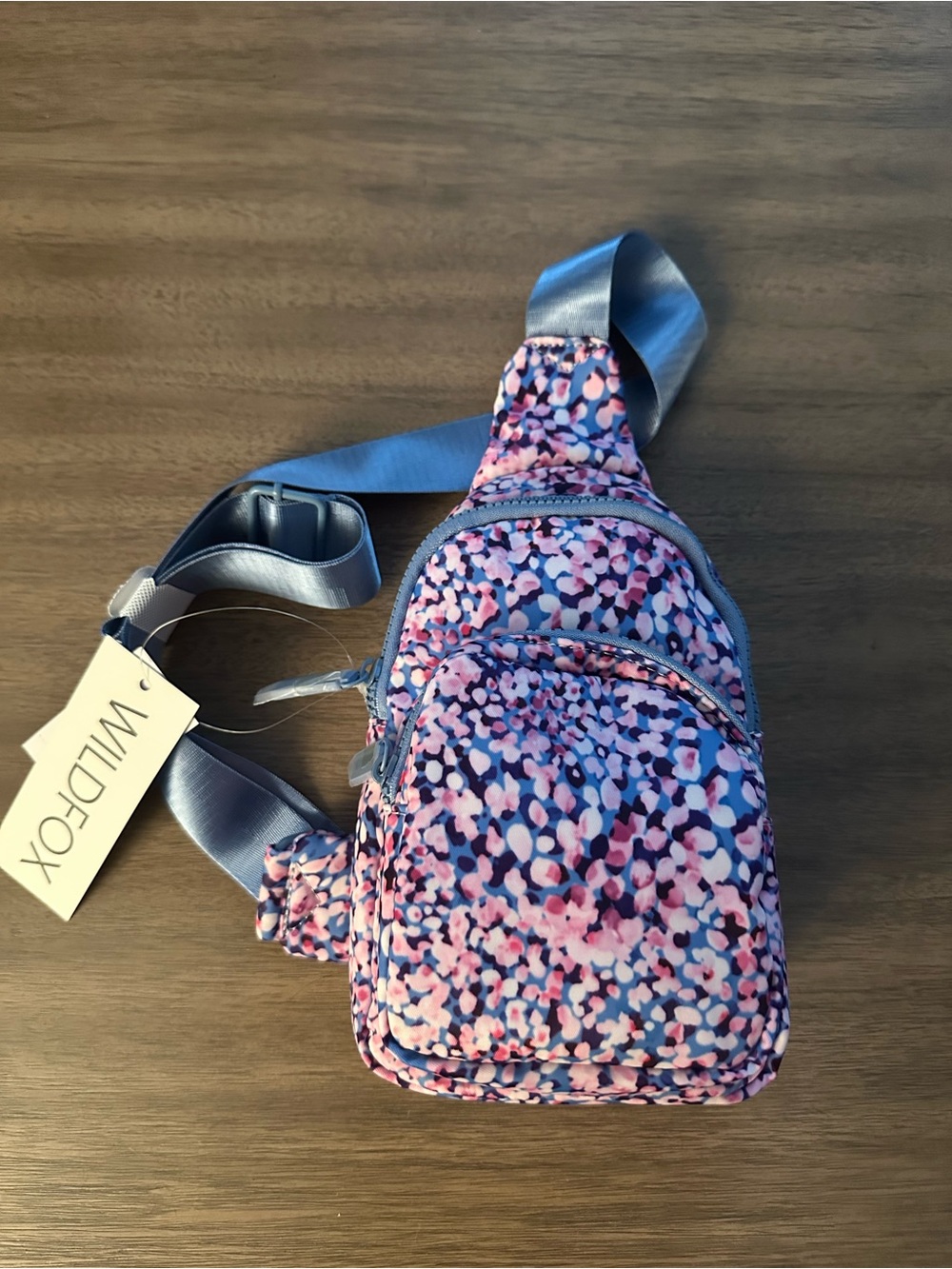 Wildfox Pink, Blue & White Printed Crossbody Sling Bag